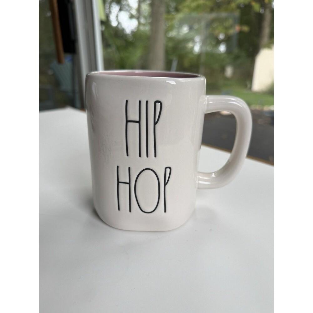 Rae Dun Hip Hop 2 Sided Coffee Mug White With Pink Inside Ceramic